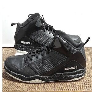 AND1 Men's High Top Basketball Shoes Size 9.5  Black Synthetic Cushioned